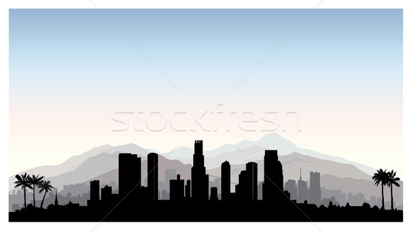 Los Angeles EUA linha do horizonte cidade silhueta arranha-céu Foto stock © Terriana