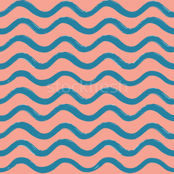 Abstract ocean wave seamless pattern. Wavy line stripe background. Stock photo © Terriana