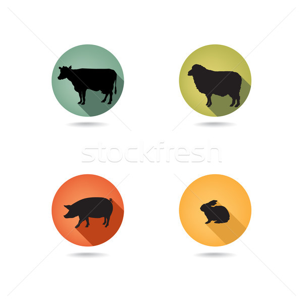 Farm animals. Vector set silhouette. Livestock icons.  Stock photo © Terriana