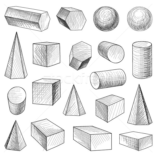 Geometric shape figure set. Engraving retro object vintage collection Stock photo © Terriana