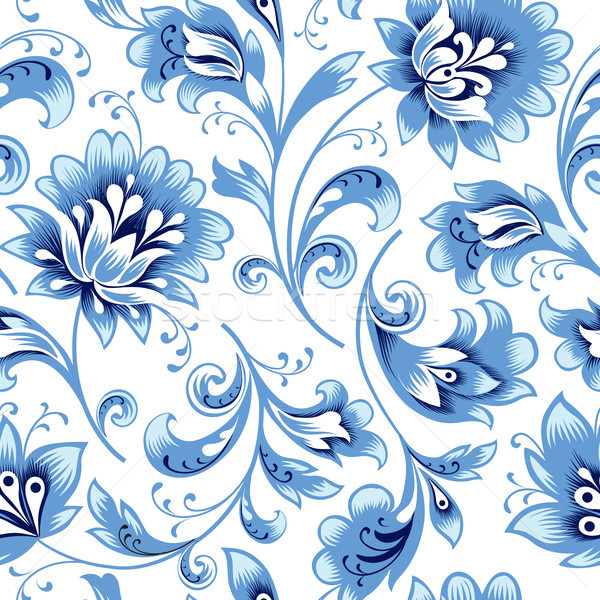 Floral seamless pattern. Flower background. Ornamental russian ethic style Stock photo © Terriana