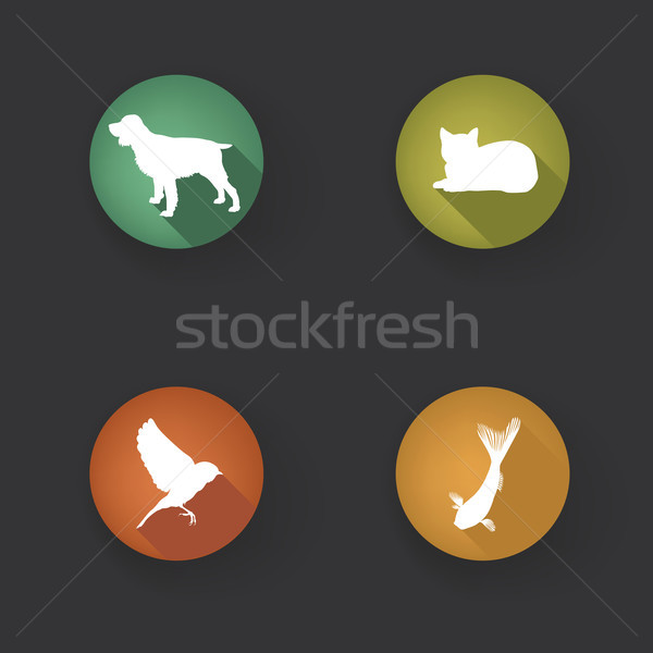 Pet Icons Set. Vet Symbols. Collection of vector pets icon silho Stock photo © Terriana