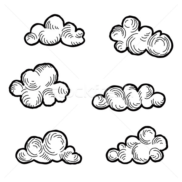 ícone nuvem conjunto rabisco linha arte tempo Foto stock © Terriana