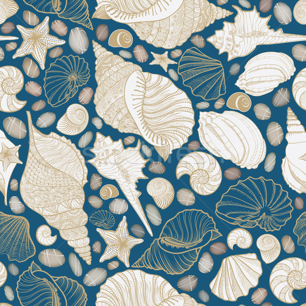 Seashell seamless pattern. Summer holiday marine background Stock photo © Terriana