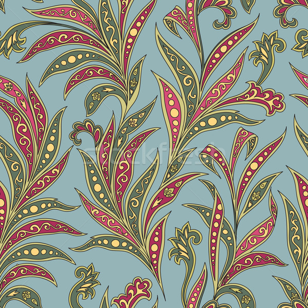 Floral seamless pattern with flowers and leaves. Ornamental orient floral background Stock photo © Terriana