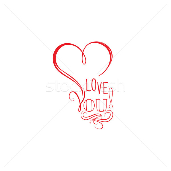 Love heart calligraphic gift card. Valentine's holiday greeting Stock photo © Terriana