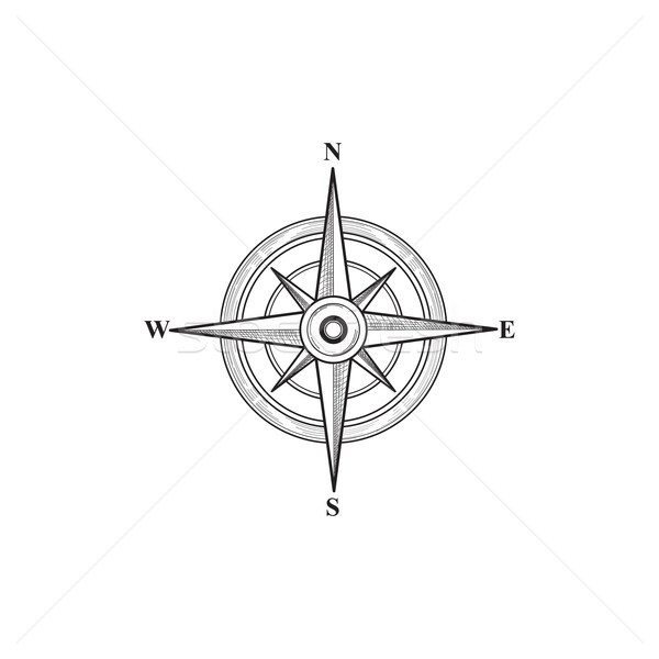 Compass sign. Wind rose hand sketch symbol. Navigation icon Stock photo © Terriana