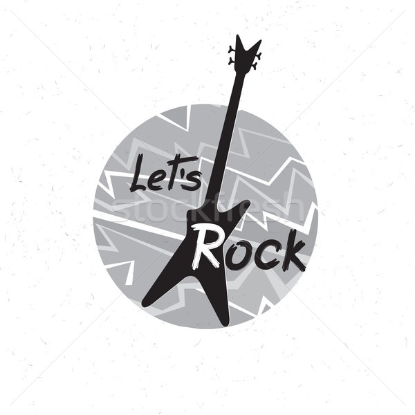 Rock music banner. Musical sign.  Let's rock lettering with guit Stock photo © Terriana