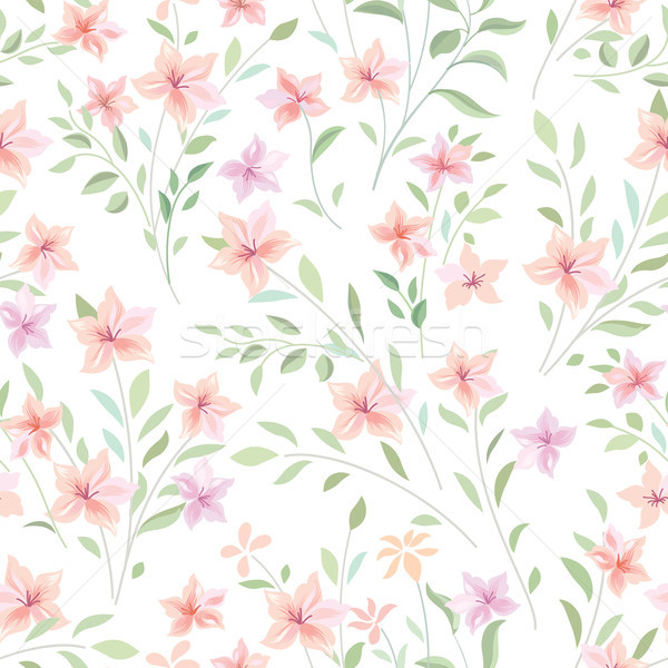 Stock photo: Floral seamless pattern.  Flowers and leaves garden background