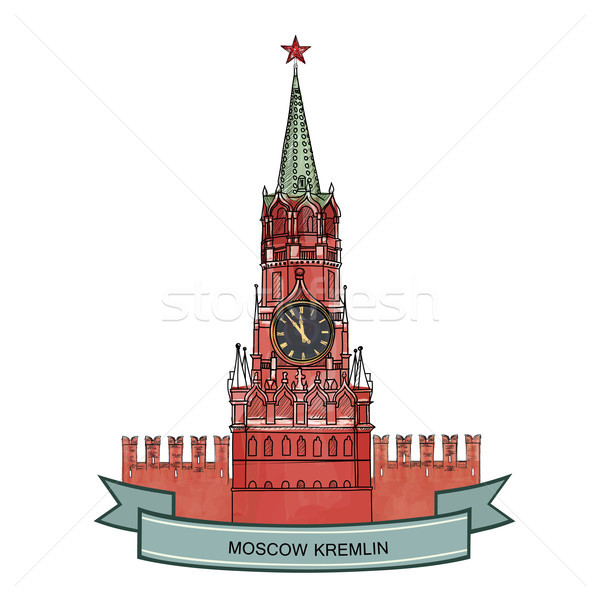 Moscova oraş etichetă set turn Piata Rosie Imagine de stoc © Terriana