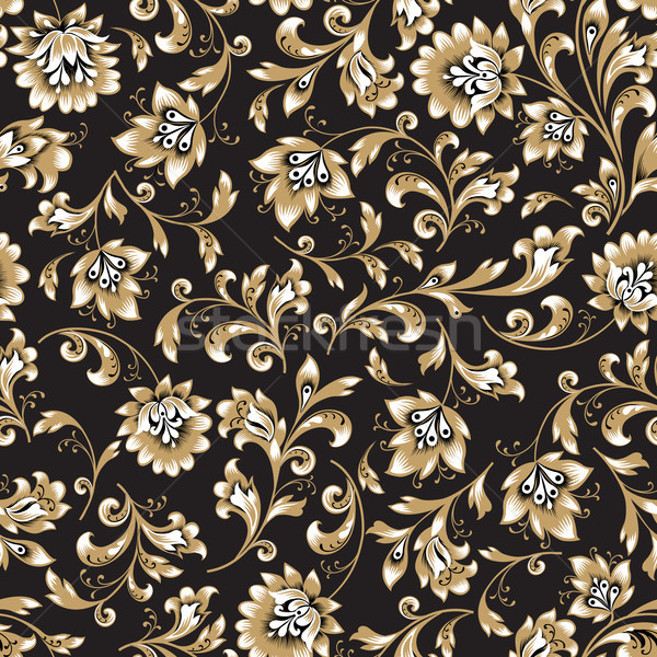 Floral seamless pattern. Flower swirl background. Ornamental brocade easten painting Stock photo © Terriana