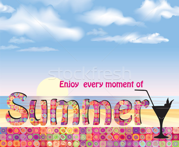 Hello summer background. Summer holidays cover with sun and ray beams. Hello summer greeting card. Stock photo © Terriana