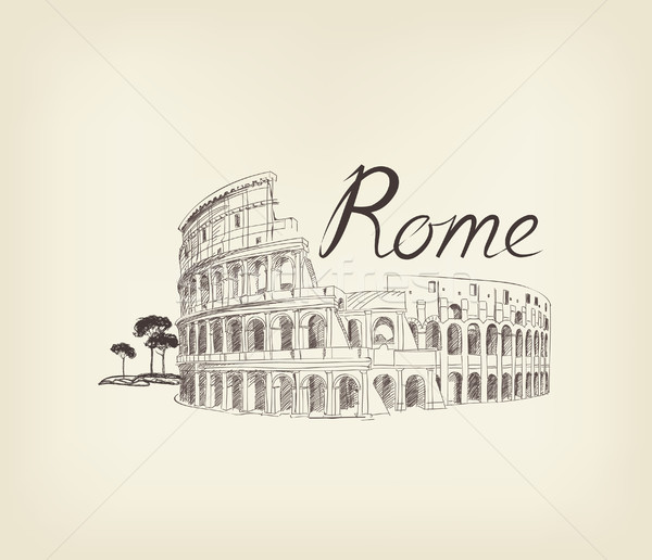 Rome city view. Landmark Coliseum sign. Travel Italy background Stock photo © Terriana