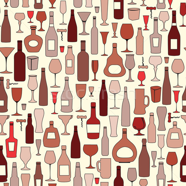 Wine bottle and wine glass seamless pattern. Drink wine party  b Stock photo © Terriana