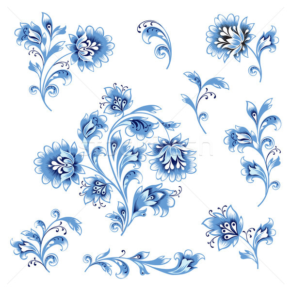 Floral pattern design element set. Ornamental flower decor colle Stock photo © Terriana
