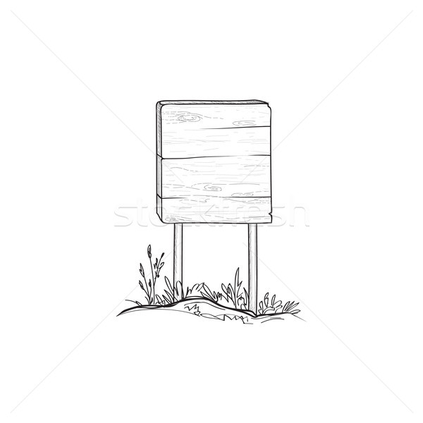 Signboard sketch. Doodle wooden road sign. Plank signpost Stock photo © Terriana