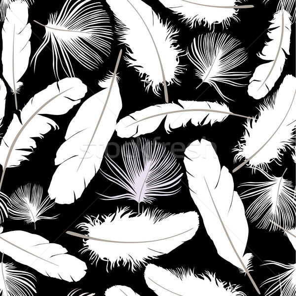 Feather seamless background. Farm birds fuzz pattern Stock photo © Terriana