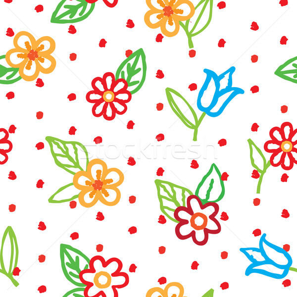 Floral seamless pattern with flowers and leaves.Ornamental backg Stock photo © Terriana