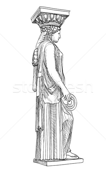 [[stock_photo]]: Statue · célèbre · colonne · Athènes · Grèce · dessinés · à · la · main