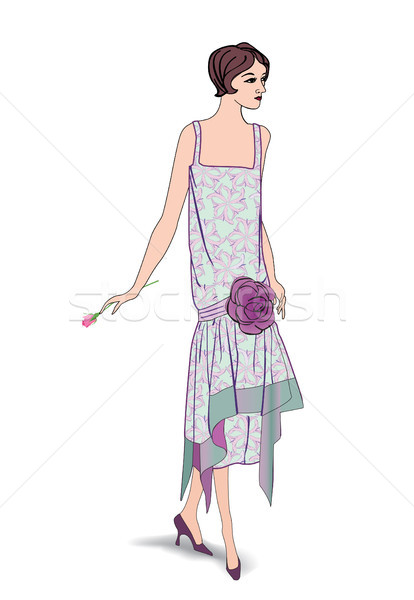 Stock photo: Retro Stylish cocktail dressed girl in 1930s Fashion Style