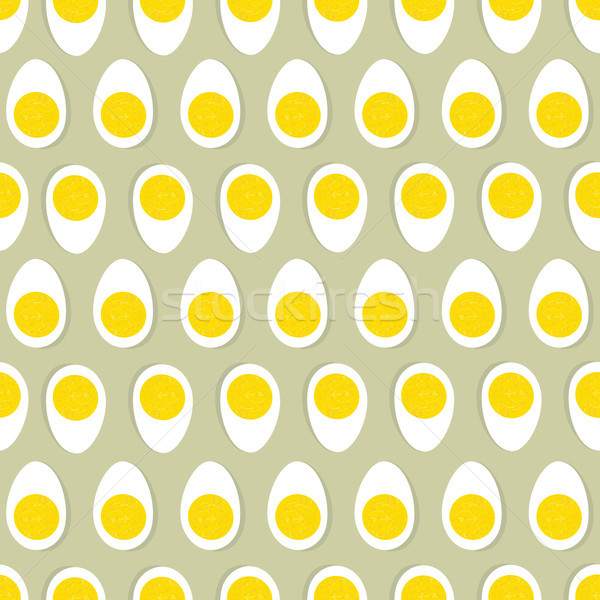 Half egg with yolk seamless ornament. Easter food tile pattern. Stock photo © Terriana