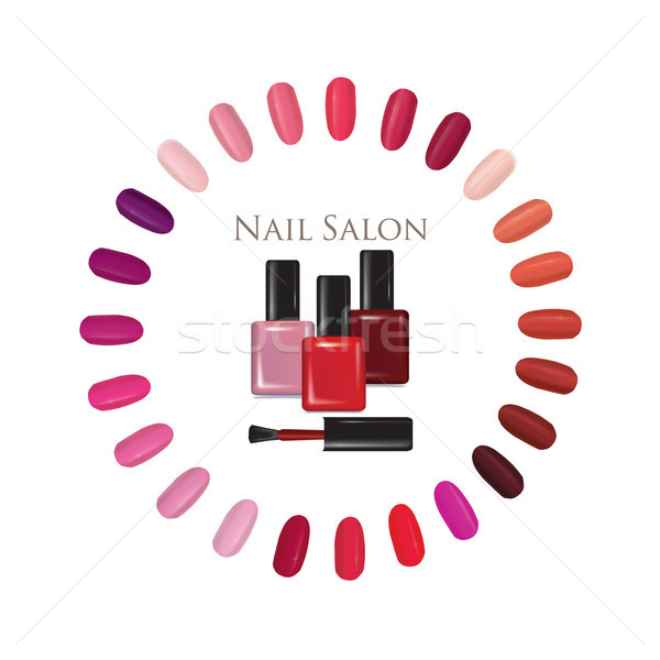 Beauty salon background. Nail polish palette bottle sign. manicur set Stock photo © Terriana