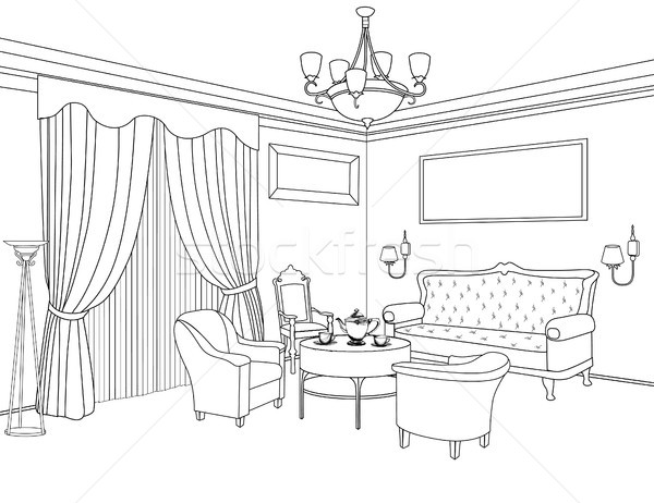 Home interior furniture: sofa, armchair, table. Living room design. Stock photo © Terriana