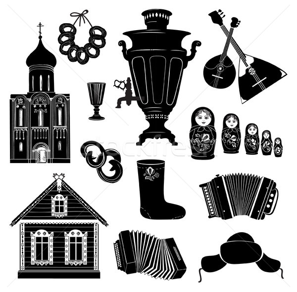 Orosz ikon gyűjtemény ikonok kéz rajz vektor Stock fotó © Terriana