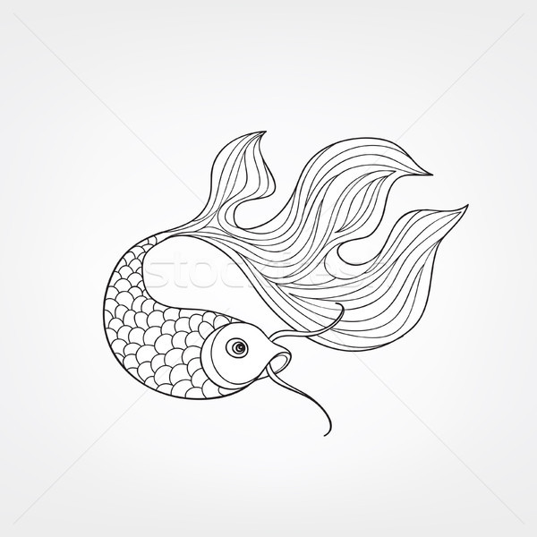 Fish isolated. Hand drawn doodle line decorative marine life bac Stock photo © Terriana