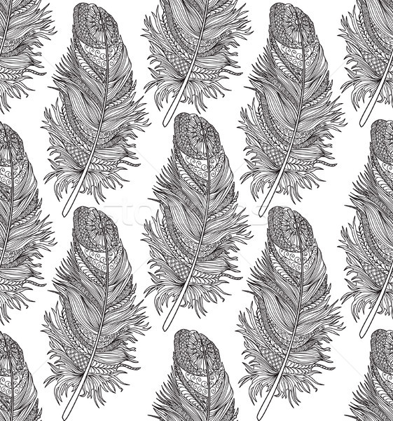 Feather seamless pattern. American native ornament Stock photo © Terriana