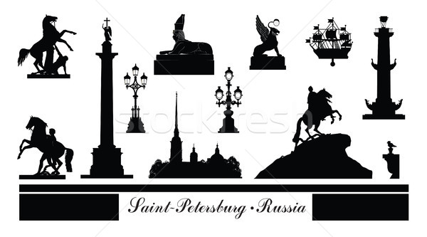 St. Petersburg city symbol set, Russia. Tourist landmark icons Stock photo © Terriana