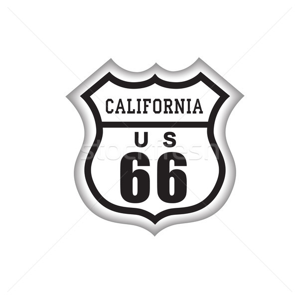 Reizen USA verkeersbord route 66 label Californië Stockfoto © Terriana