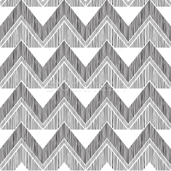 Abstract geometric seamless pattern. Fabric doodle zig zag line  Stock photo © Terriana