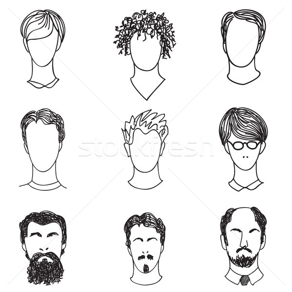 Men face various hair style, beard. Man avatar character set vector  illustration © Terriana (#9159244) | Stockfresh