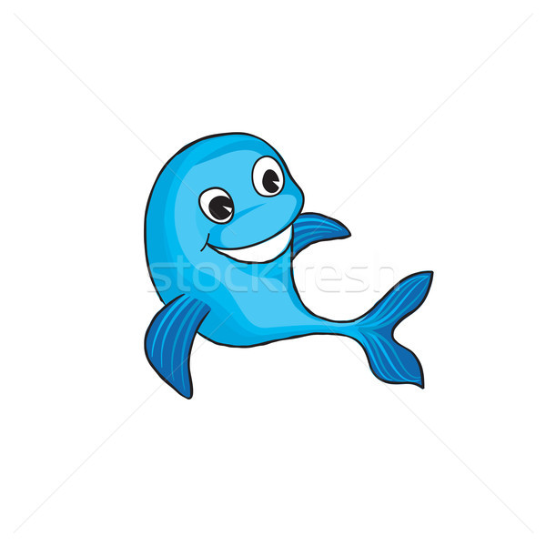 Funny Delfin cartoon morskich zwierząt podpisania Zdjęcia stock © Terriana