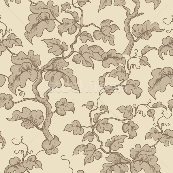 Floral seamless pattern. Garden plant branch, leaves. Flourish e Stock photo © Terriana