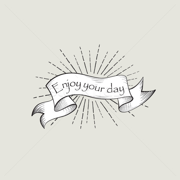 Enjoy your day sign. Vintage doodle banner. Waving ribbon Stock photo © Terriana