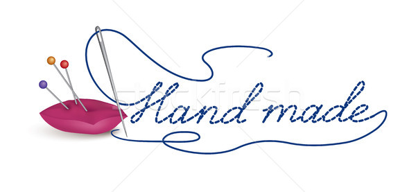 Stock photo: Hand made dress symbol. Needle, thread, sewing sign. Needlework