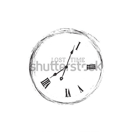 Waste time sign concept. Doodle retro watch dial with damaged nu Stock photo © Terriana
