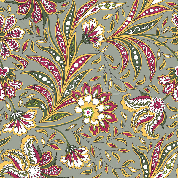 Floral seamless pattern. Flourish oriental ethnic background. with flowers Stock photo © Terriana