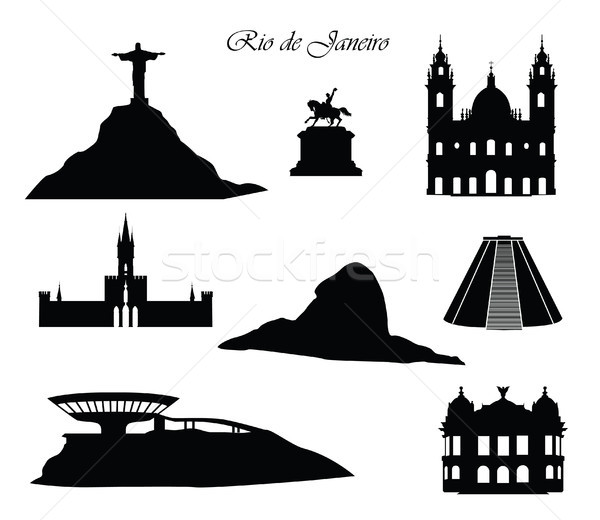Rio de Janeiro city signs. Landmarks set. Cityscape silhouette Stock photo © Terriana