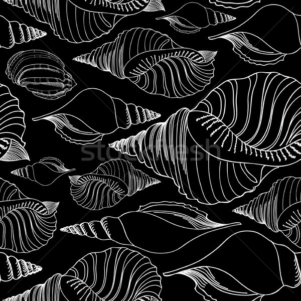 Seashell seamless pattern. Summer holiday marine background. Underwater ornamental textured sketchin Stock photo © Terriana