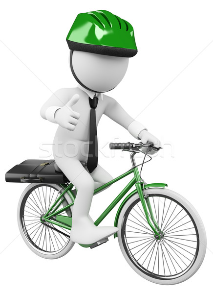 3D weiß Geschäftsleute Fahrrad Arbeit Stock foto © texelart