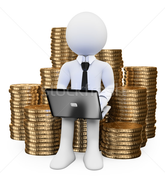 3D witte mensen geld internet man Stockfoto © texelart
