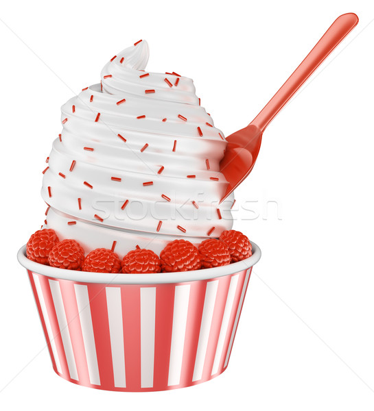 3D Ice cream with raspberry Stock photo © texelart