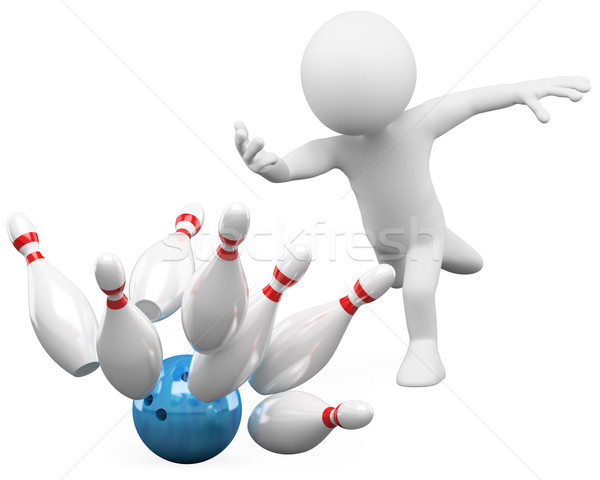 Stock photo: 3D white people. Bowling