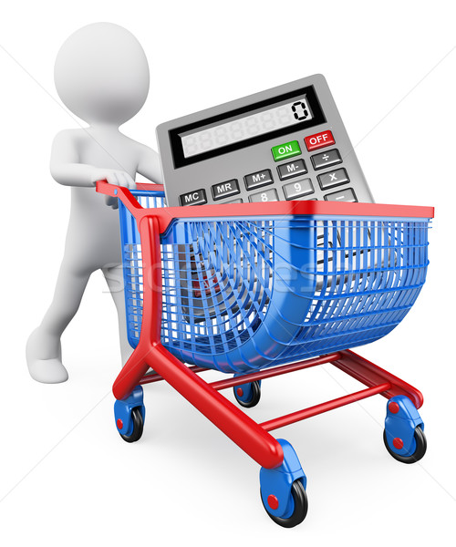 Stock photo: 3D white people. Shopping concept. Sales