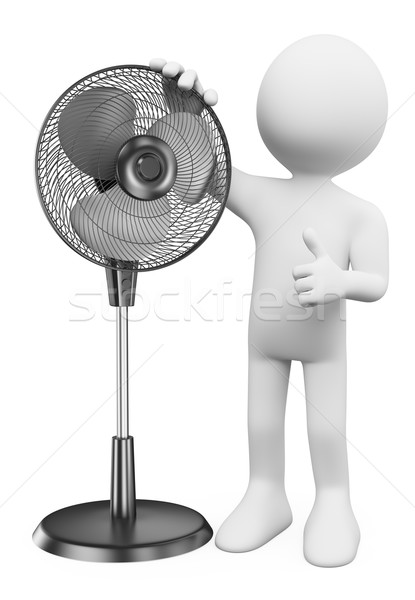 3D blancs homme permanent fan isolé [[stock_photo]] © texelart