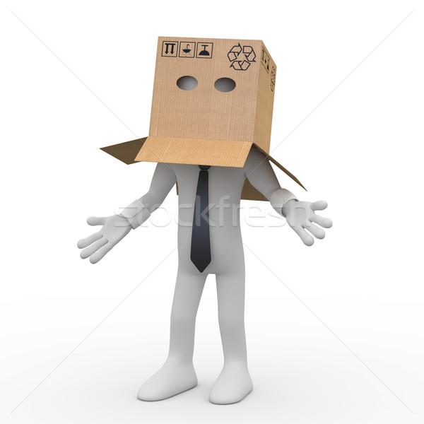 Empresario caja de cartón cabeza prestados alto Foto stock © texelart