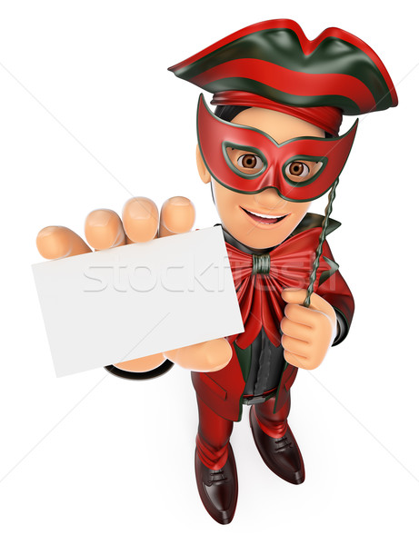 3D Man with a carnival costume showing a blank card Stock photo © texelart